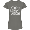 Here Fishy Fishy Funny Fishing Fisherman Womens Petite Cut T-Shirt Charcoal