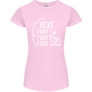 Here Fishy Fishy Funny Fishing Fisherman Womens Petite Cut T-Shirt Light Pink