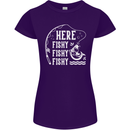 Here Fishy Fishy Funny Fishing Fisherman Womens Petite Cut T-Shirt Purple