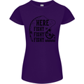 Here Fishy Fishy Funny Fishing Fisherman Womens Petite Cut T-Shirt Purple
