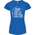 Here Fishy Fishy Funny Fishing Fisherman Womens Petite Cut T-Shirt Royal Blue