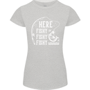 Here Fishy Fishy Funny Fishing Fisherman Womens Petite Cut T-Shirt Sports Grey