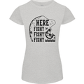 Here Fishy Fishy Funny Fishing Fisherman Womens Petite Cut T-Shirt Sports Grey