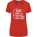 Here Fishy Fishy Funny Fishing Fisherman Womens Wider Cut T-Shirt Red