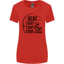 Here Fishy Fishy Funny Fishing Fisherman Womens Wider Cut T-Shirt Red