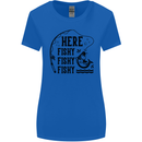 Here Fishy Fishy Funny Fishing Fisherman Womens Wider Cut T-Shirt Royal Blue