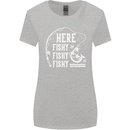 Here Fishy Fishy Funny Fishing Fisherman Womens Wider Cut T-Shirt Sports Grey