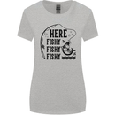 Here Fishy Fishy Funny Fishing Fisherman Womens Wider Cut T-Shirt Sports Grey