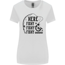 Here Fishy Fishy Funny Fishing Fisherman Womens Wider Cut T-Shirt White