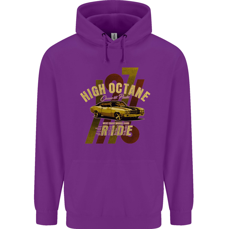High Octane Ride 1971 Muscle Car Childrens Kids Hoodie Purple