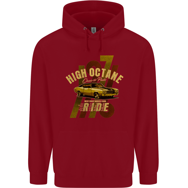 High Octane Ride 1971 Muscle Car Childrens Kids Hoodie Red