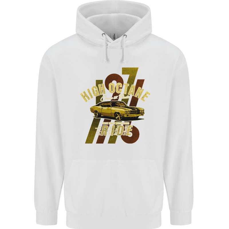 High Octane Ride 1971 Muscle Car Childrens Kids Hoodie White