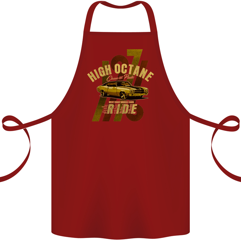 High Octane Ride 1971 Muscle Car Cotton Apron 100% Organic Maroon
