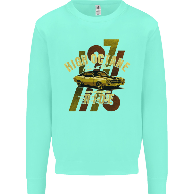 High Octane Ride 1971 Muscle Car Kids Sweatshirt Jumper Peppermint