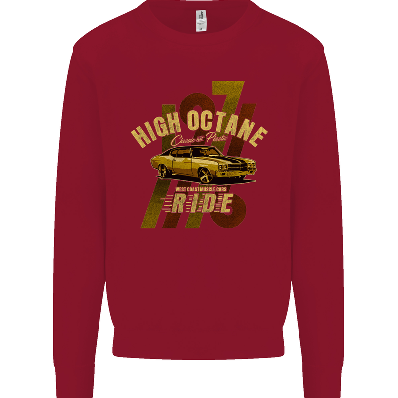 High Octane Ride 1971 Muscle Car Kids Sweatshirt Jumper Red