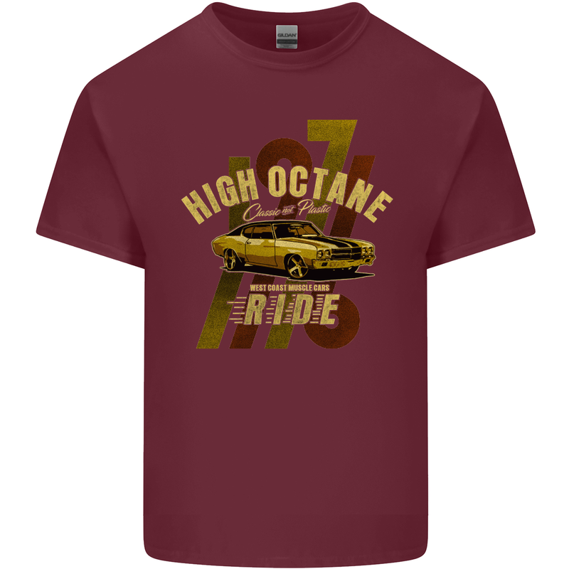 High Octane Ride 1971 Muscle Car Mens Cotton T-Shirt Tee Top Maroon