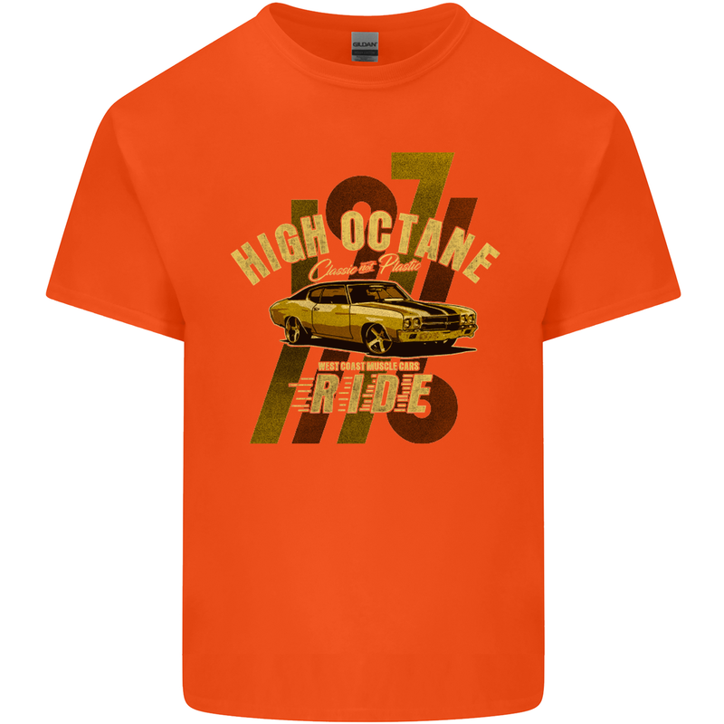 High Octane Ride 1971 Muscle Car Mens Cotton T-Shirt Tee Top Orange