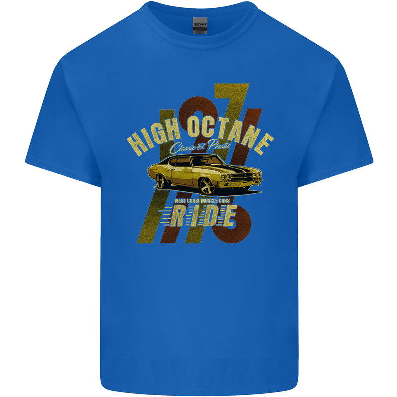 High Octane Ride 1971 Muscle Car Mens Cotton T-Shirt Tee Top Royal Blue