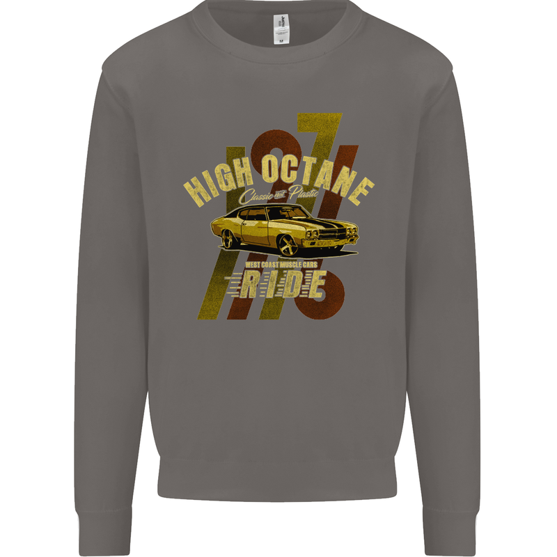 High Octane Ride 1971 Muscle Car Mens Sweatshirt Jumper Charcoal
