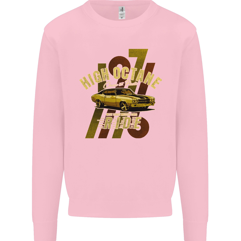 High Octane Ride 1971 Muscle Car Mens Sweatshirt Jumper Light Pink