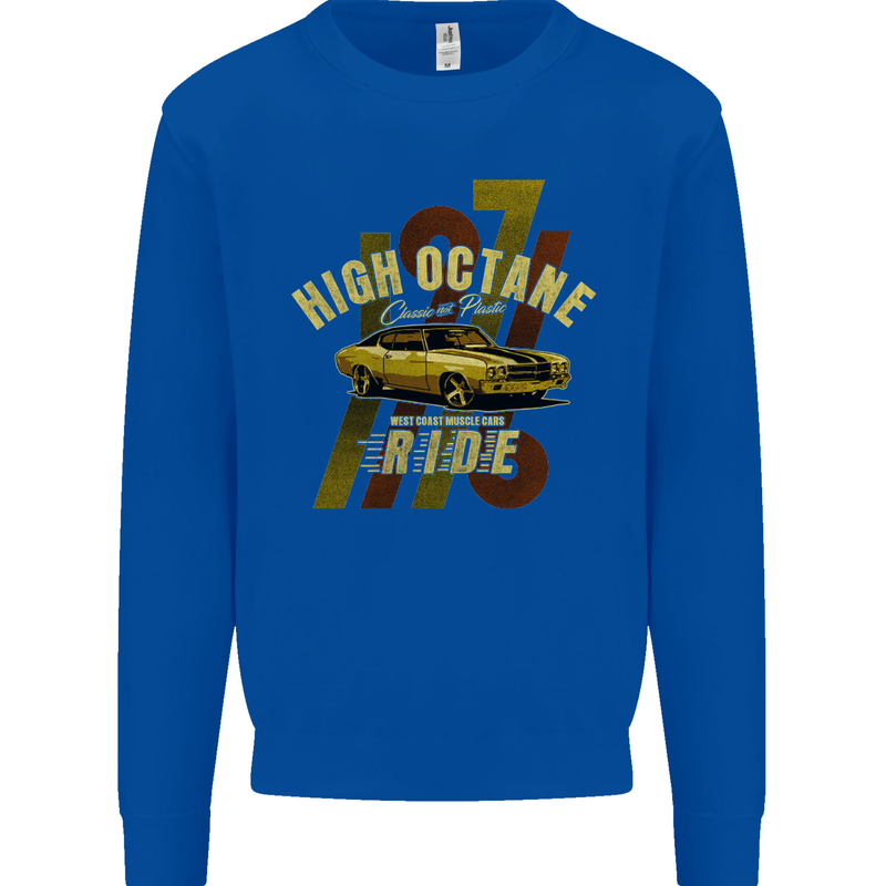 High Octane Ride 1971 Muscle Car Mens Sweatshirt Jumper Royal Blue