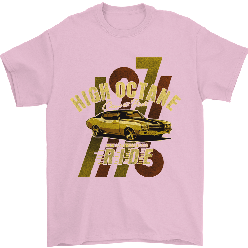 High Octane Ride 1971 Muscle Car Mens T-Shirt Cotton Gildan Light Pink