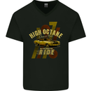 High Octane Ride 1971 Muscle Car Mens V-Neck Cotton T-Shirt Black