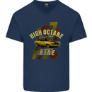 High Octane Ride 1971 Muscle Car Mens V-Neck Cotton T-Shirt Navy Blue
