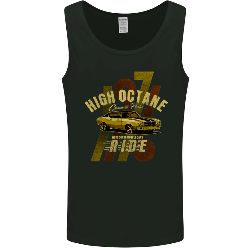 High Octane Ride 1971 Muscle Car Mens Vest Tank Top Black