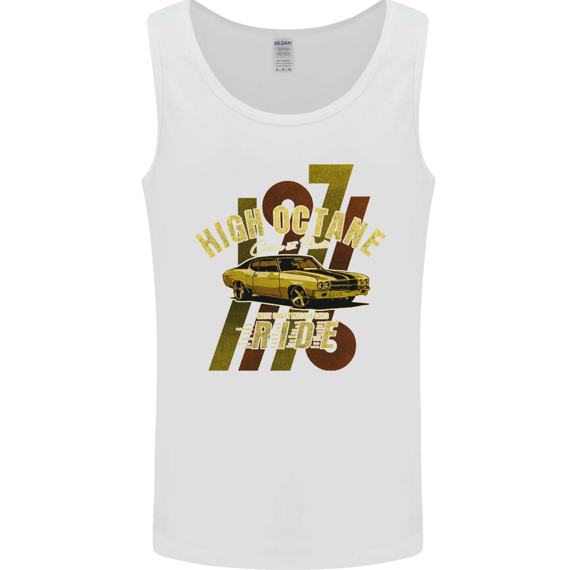 High Octane Ride 1971 Muscle Car Mens Vest Tank Top White