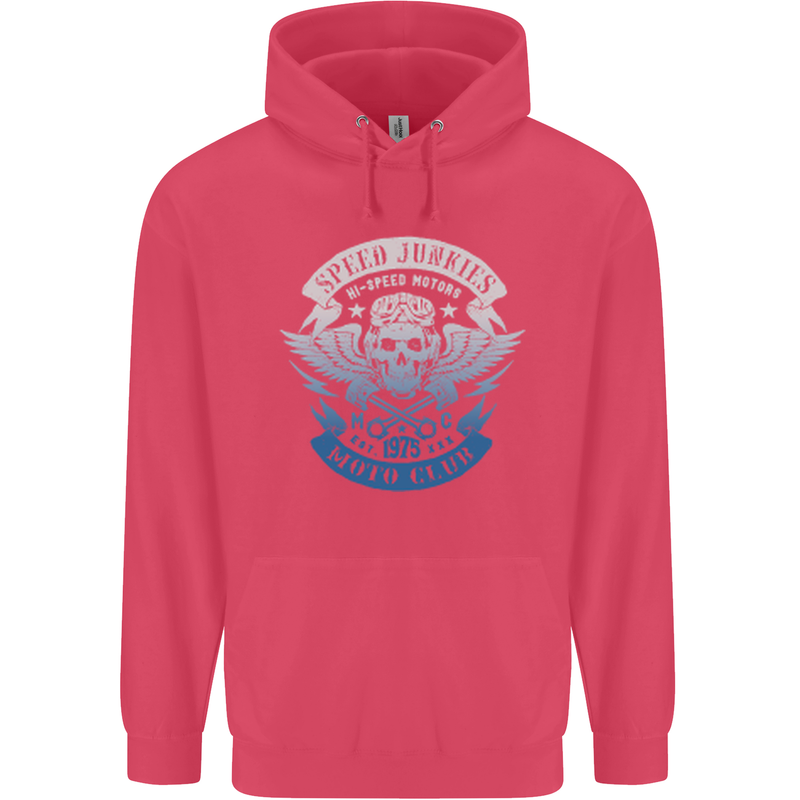 High Speed Junkies Biker Mortorcycle Childrens Kids Hoodie Heliconia