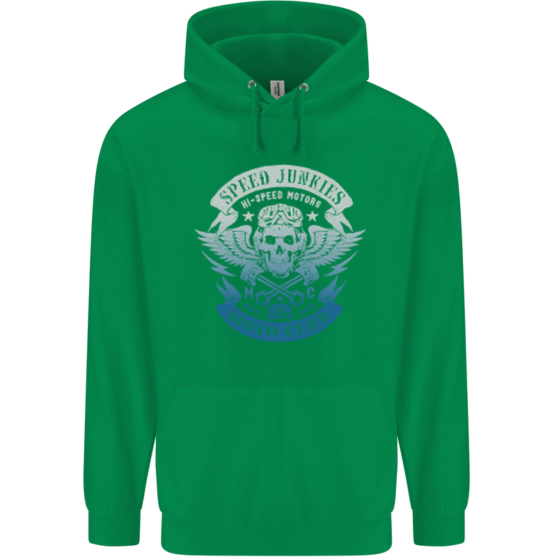 High Speed Junkies Biker Mortorcycle Childrens Kids Hoodie Irish Green