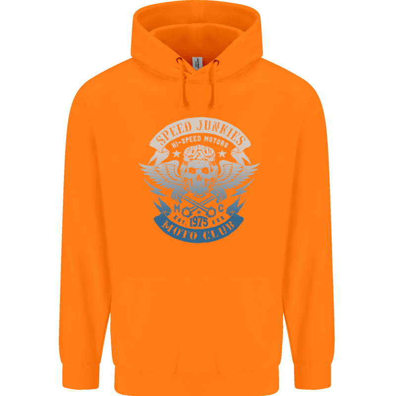 High Speed Junkies Biker Mortorcycle Childrens Kids Hoodie Orange