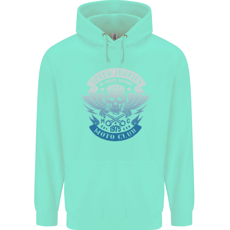 High Speed Junkies Biker Mortorcycle Childrens Kids Hoodie Peppermint