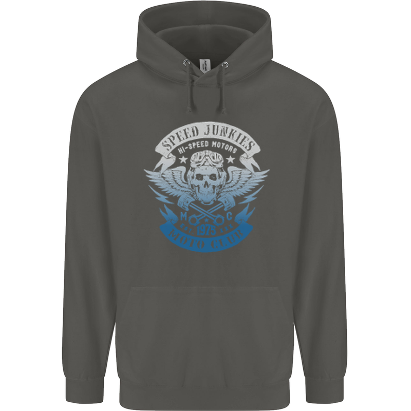 High Speed Junkies Biker Mortorcycle Childrens Kids Hoodie Storm Grey