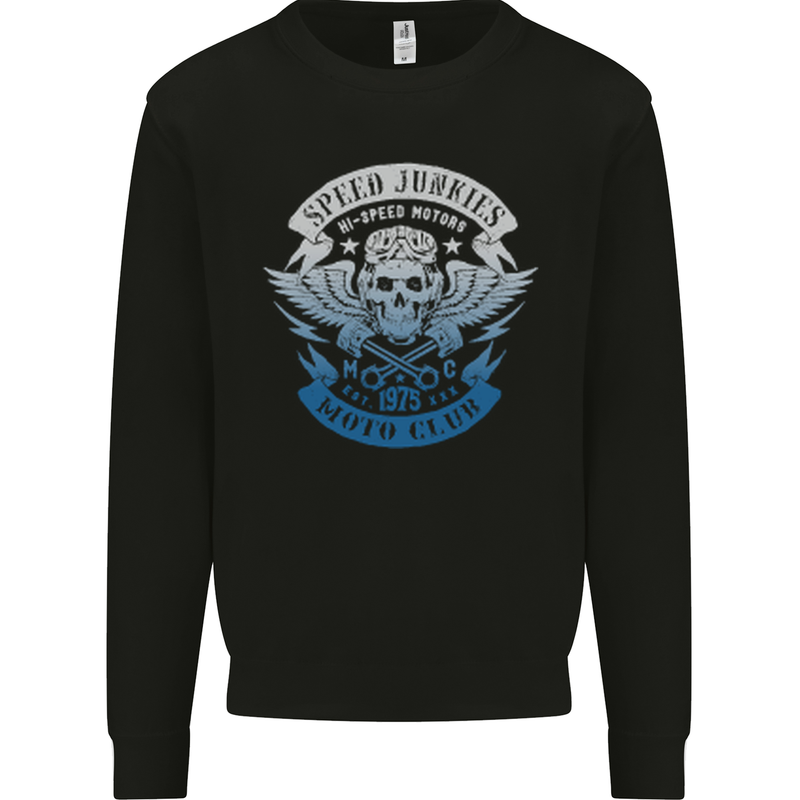 High Speed Junkies Biker Mortorcycle Kids Sweatshirt Jumper Black