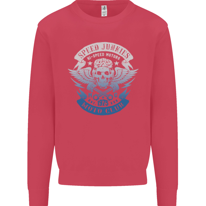 High Speed Junkies Biker Mortorcycle Kids Sweatshirt Jumper Heliconia