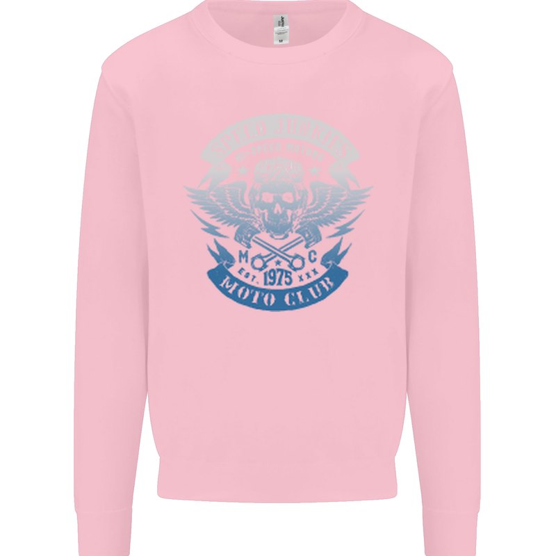 High Speed Junkies Biker Mortorcycle Kids Sweatshirt Jumper Light Pink