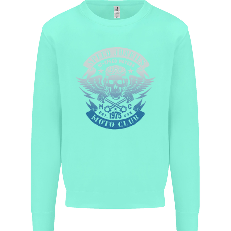 High Speed Junkies Biker Mortorcycle Kids Sweatshirt Jumper Peppermint
