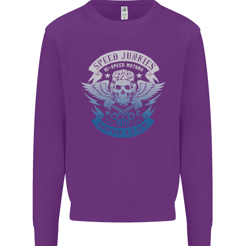 High Speed Junkies Biker Mortorcycle Kids Sweatshirt Jumper Purple