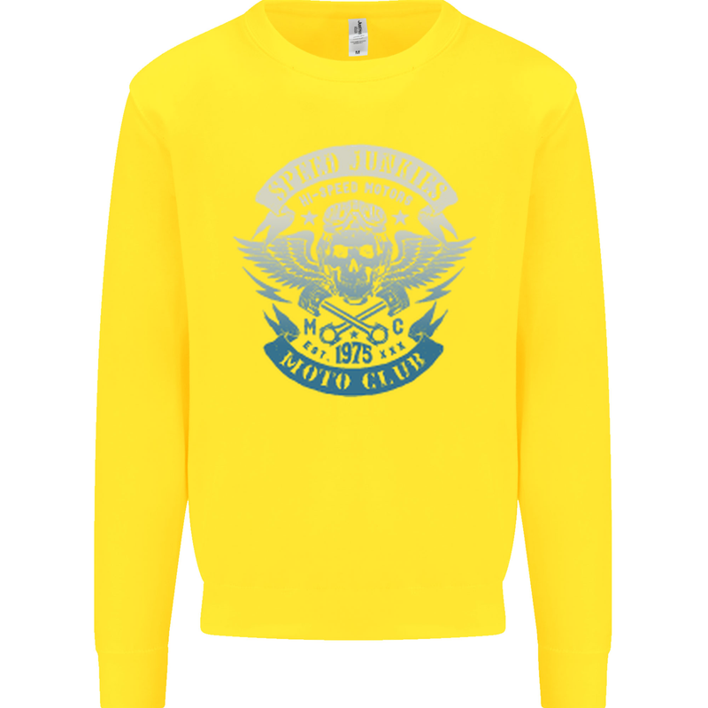 High Speed Junkies Biker Mortorcycle Kids Sweatshirt Jumper Yellow