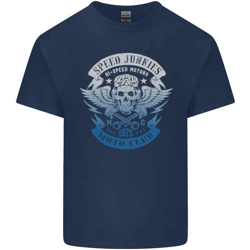High Speed Junkies Biker Mortorcycle Kids T-Shirt Childrens Navy Blue