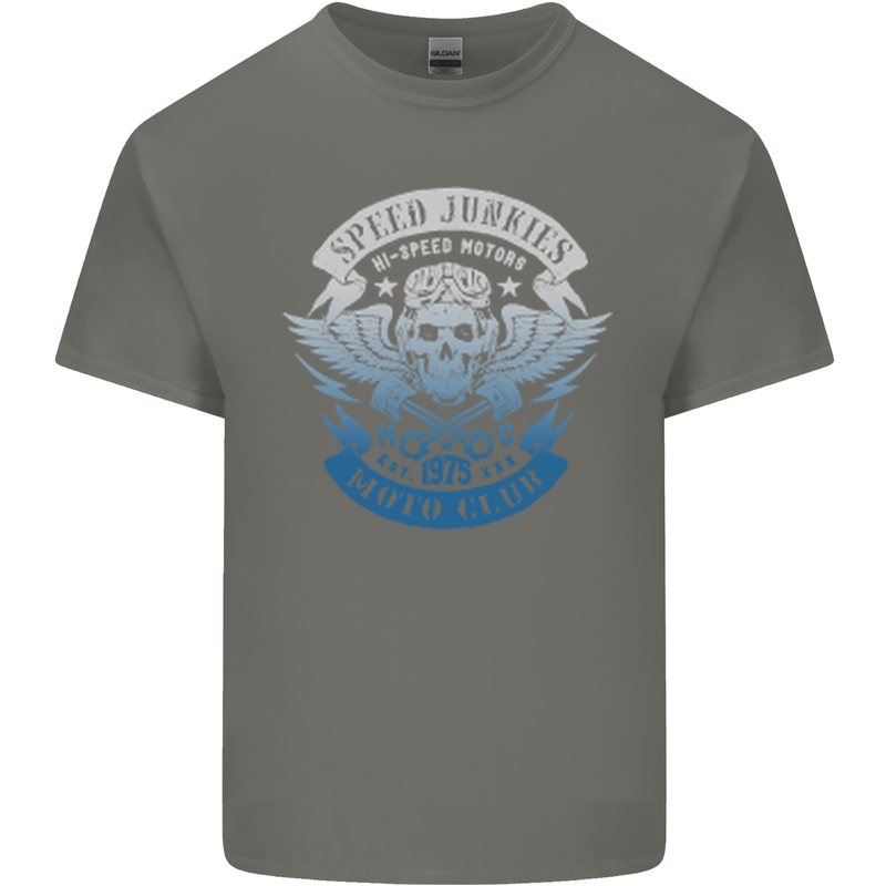 High Speed Junkies Biker Mortorcycle Mens Cotton T-Shirt Tee Top Charcoal