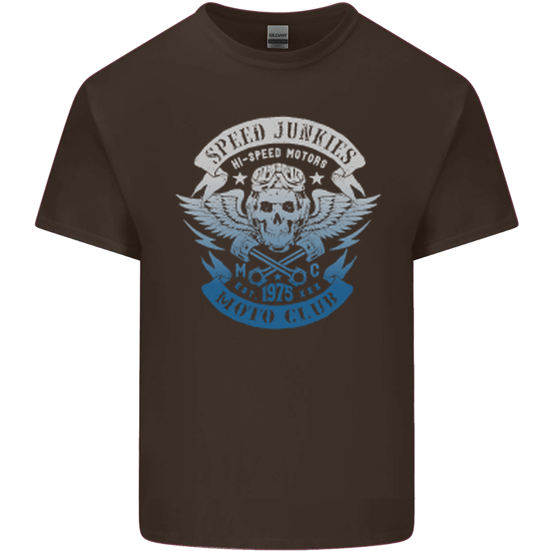 High Speed Junkies Biker Mortorcycle Mens Cotton T-Shirt Tee Top Dark Chocolate