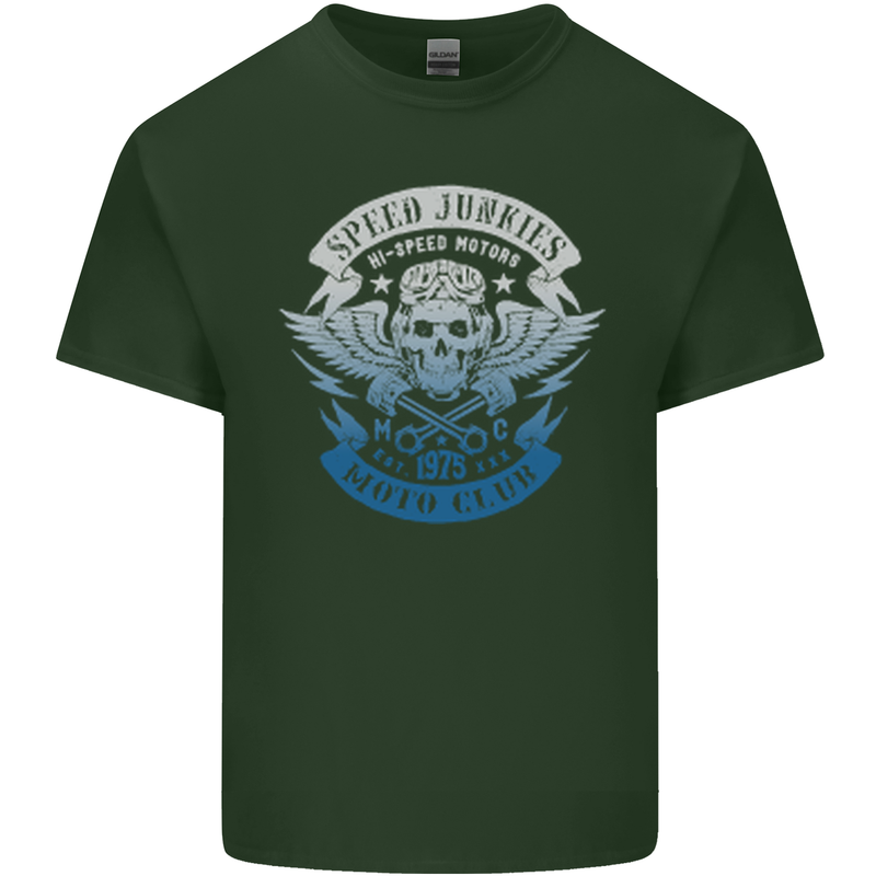 High Speed Junkies Biker Mortorcycle Mens Cotton T-Shirt Tee Top Forest Green