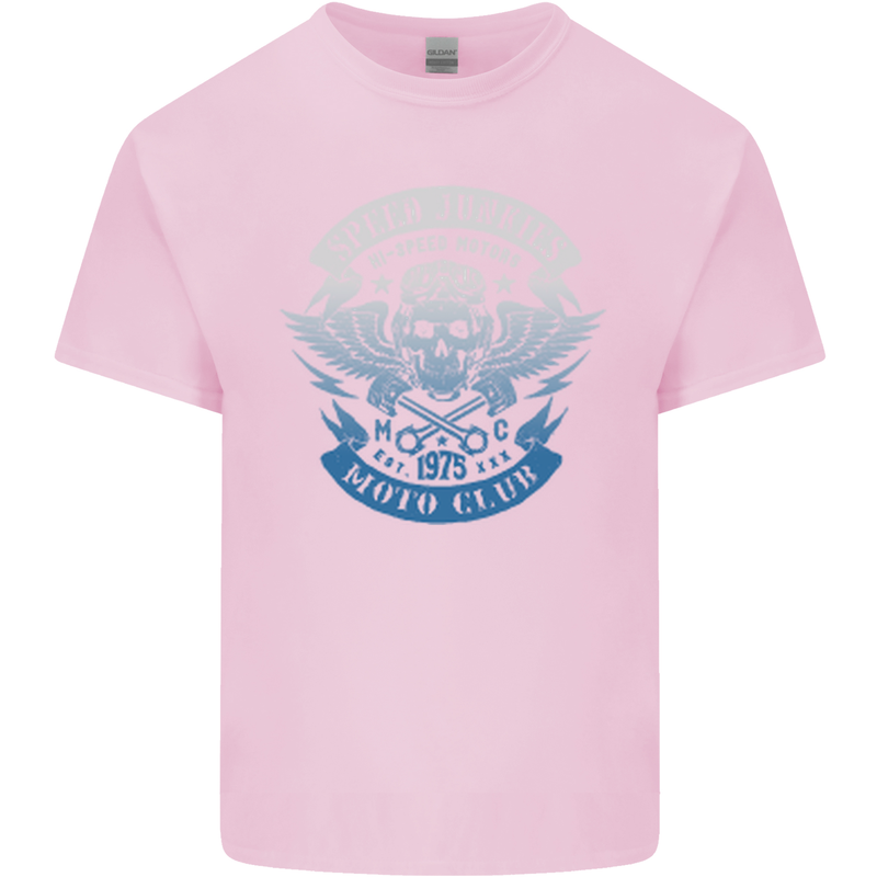 High Speed Junkies Biker Mortorcycle Mens Cotton T-Shirt Tee Top Light Pink