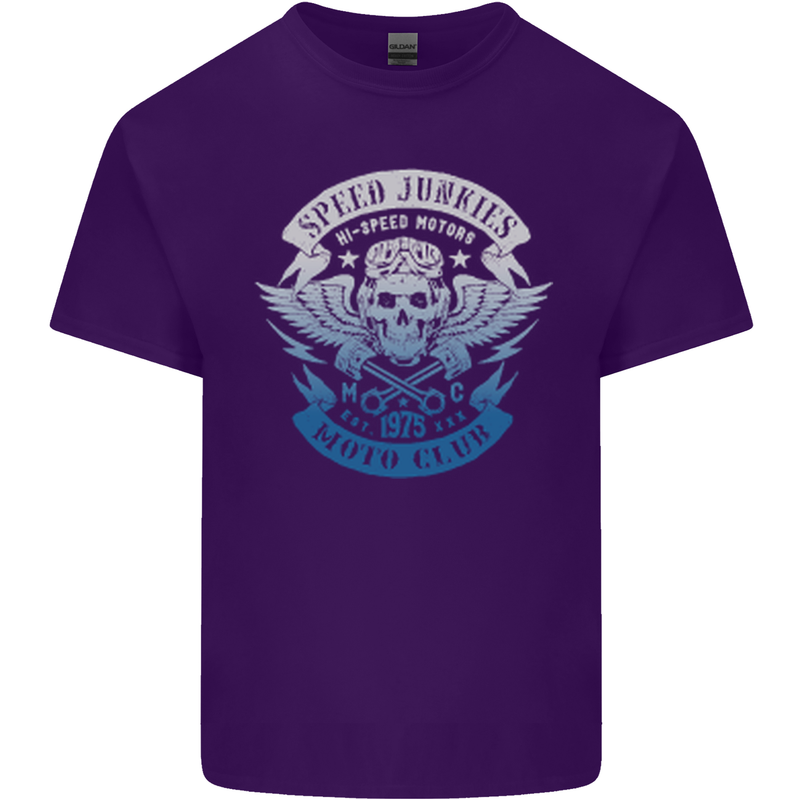 High Speed Junkies Biker Mortorcycle Mens Cotton T-Shirt Tee Top Purple