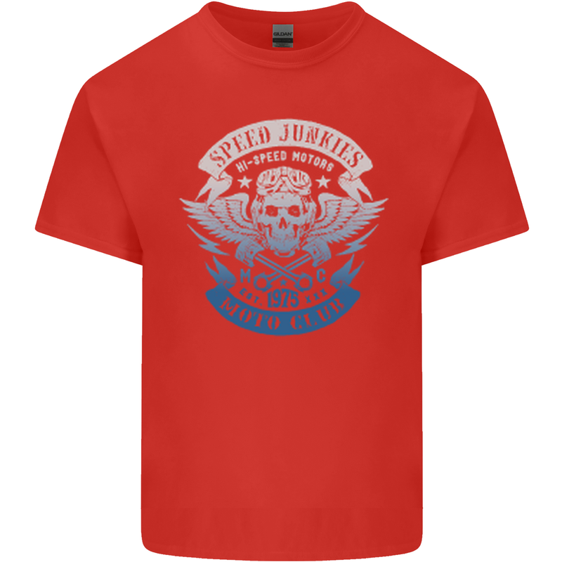 High Speed Junkies Biker Mortorcycle Mens Cotton T-Shirt Tee Top Red