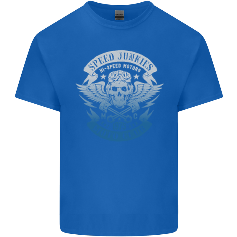 High Speed Junkies Biker Mortorcycle Mens Cotton T-Shirt Tee Top Royal Blue