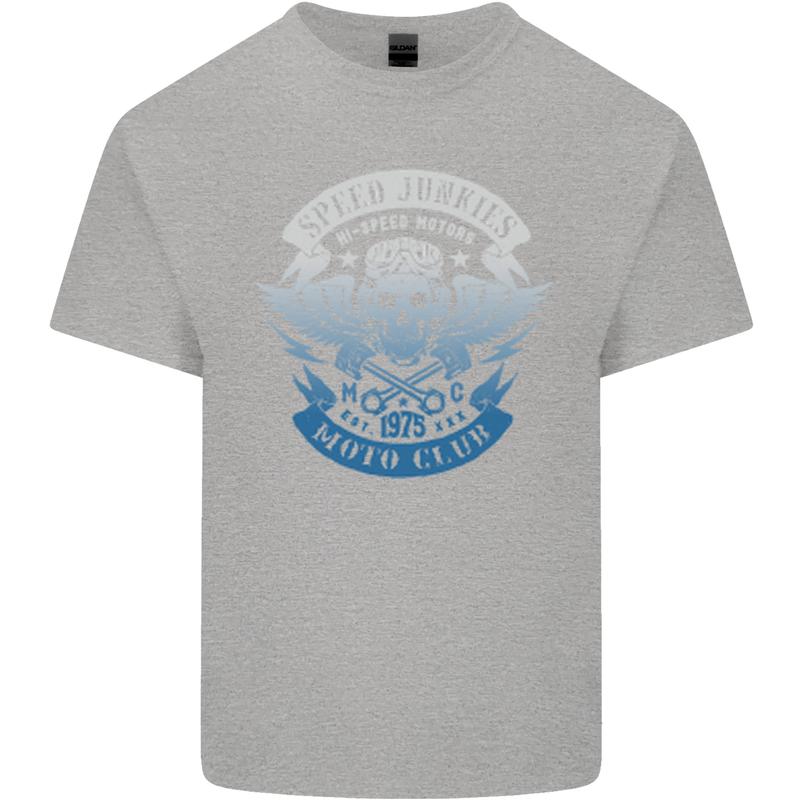 High Speed Junkies Biker Mortorcycle Mens Cotton T-Shirt Tee Top Sports Grey